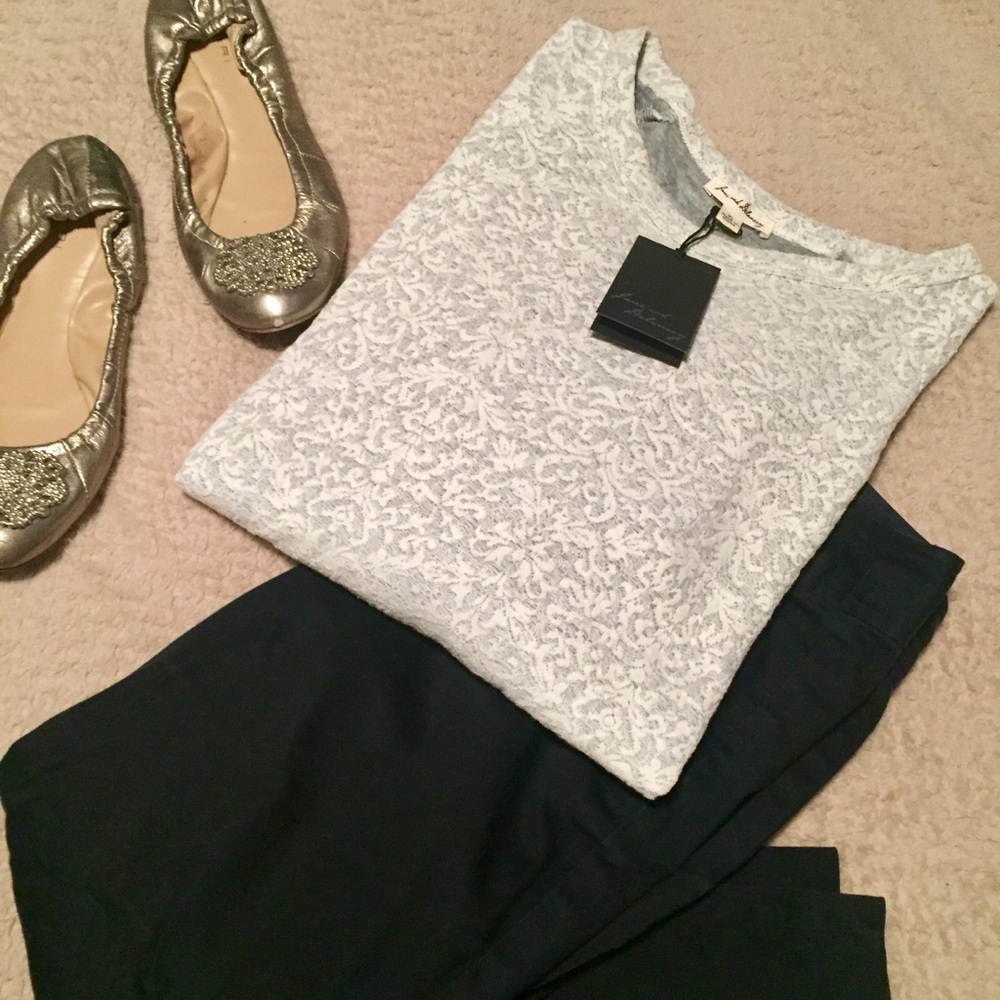 NWT Jane and Delancey white and gray lace sweater